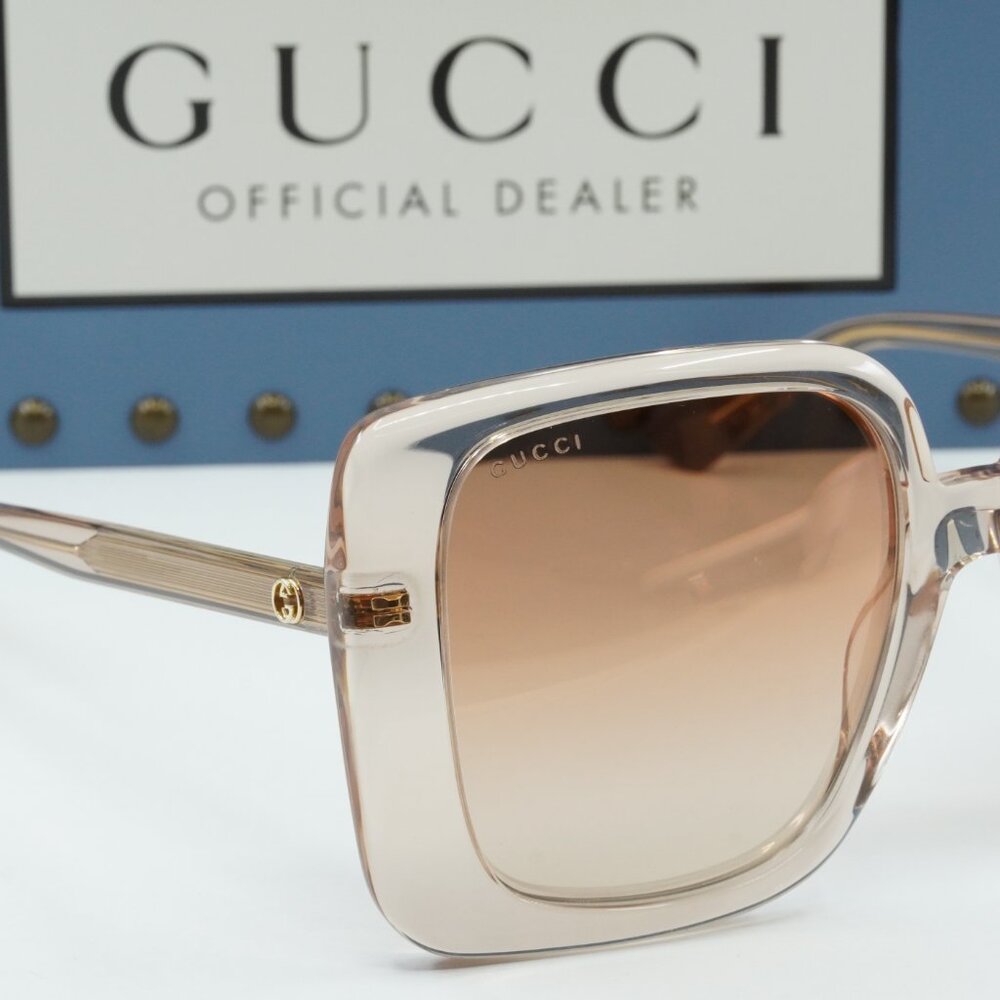 Gucci GG1314S 005 Square Sunglasses - Transparent Sand/Brown - Picture 7 of 9